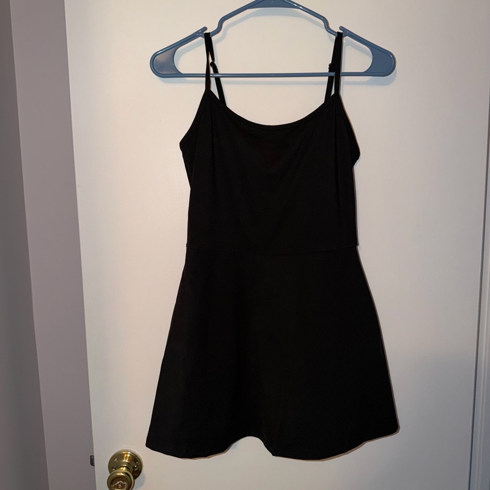 Black Sleeveless A-Line Romper with Spaghetti Straps
